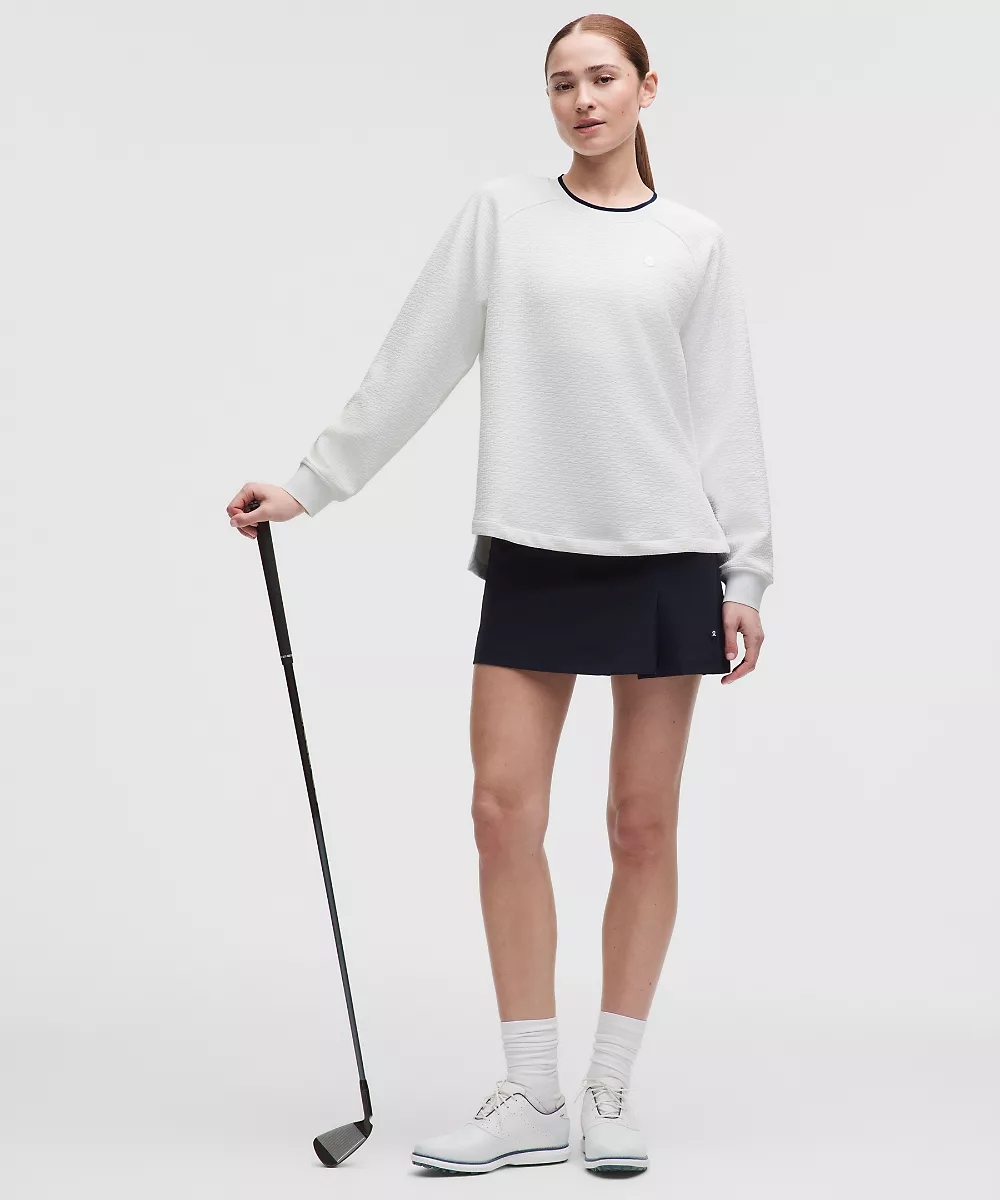Pull de golf jacquard à ourlet asymétrique — White/Club Blue, view 2