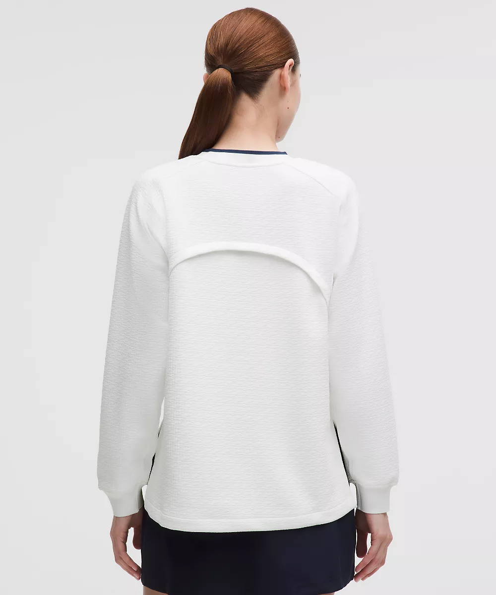 Pull de golf jacquard à ourlet asymétrique — White/Club Blue, view 3