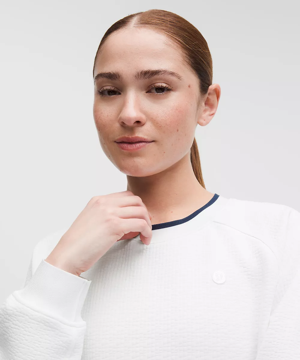 Pull de golf jacquard à ourlet asymétrique — White/Club Blue, view 4