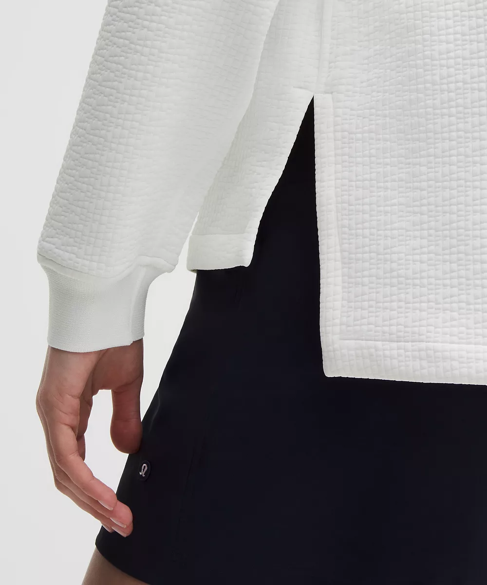 Pull de golf jacquard à ourlet asymétrique — White/Club Blue, view 5