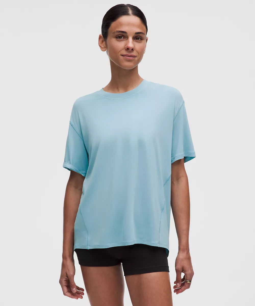 Chemise manches courtes SilkyAppeal à nouer dans le dos — Seafoam, view 1