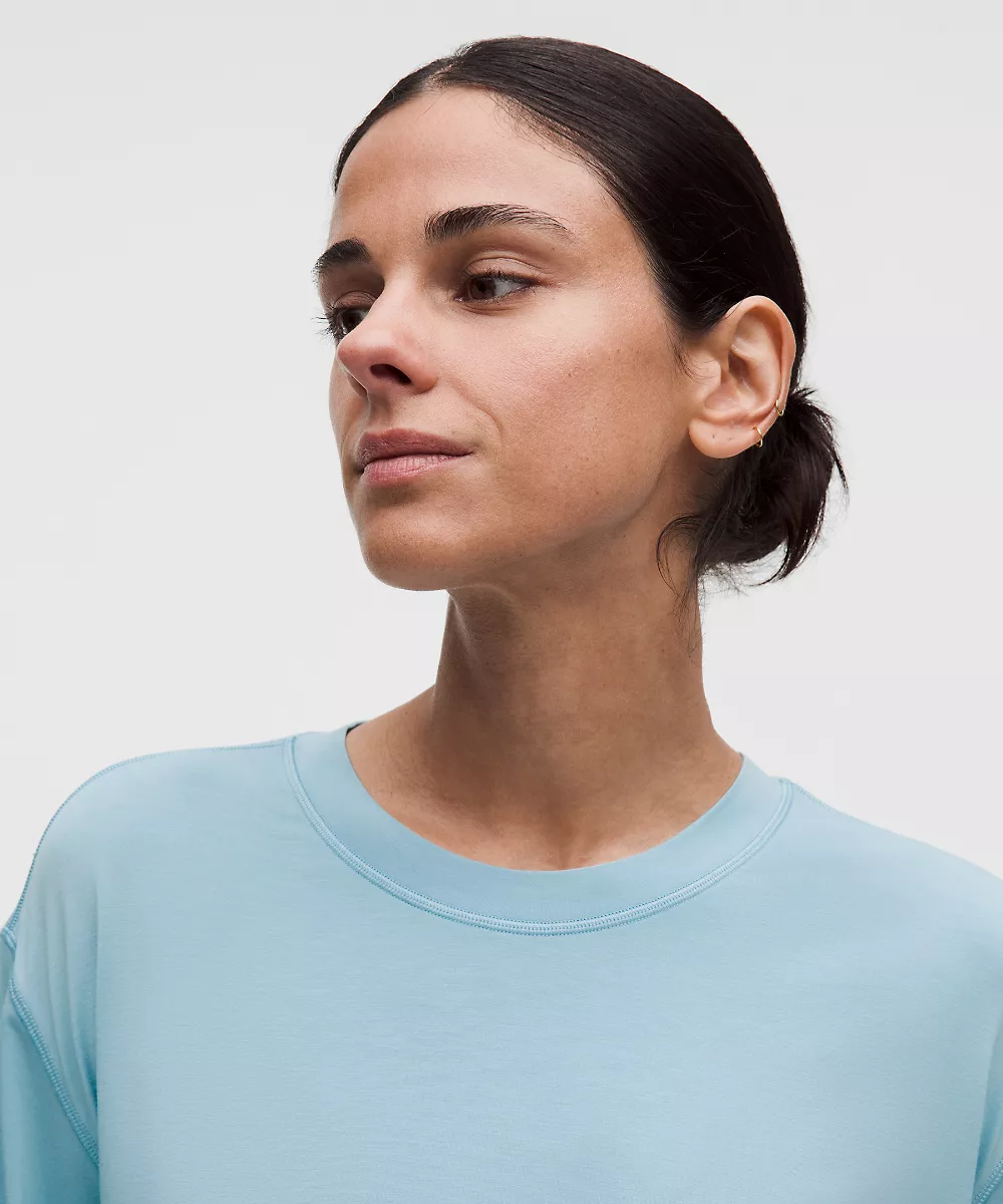Chemise manches courtes SilkyAppeal à nouer dans le dos — Seafoam, view 4
