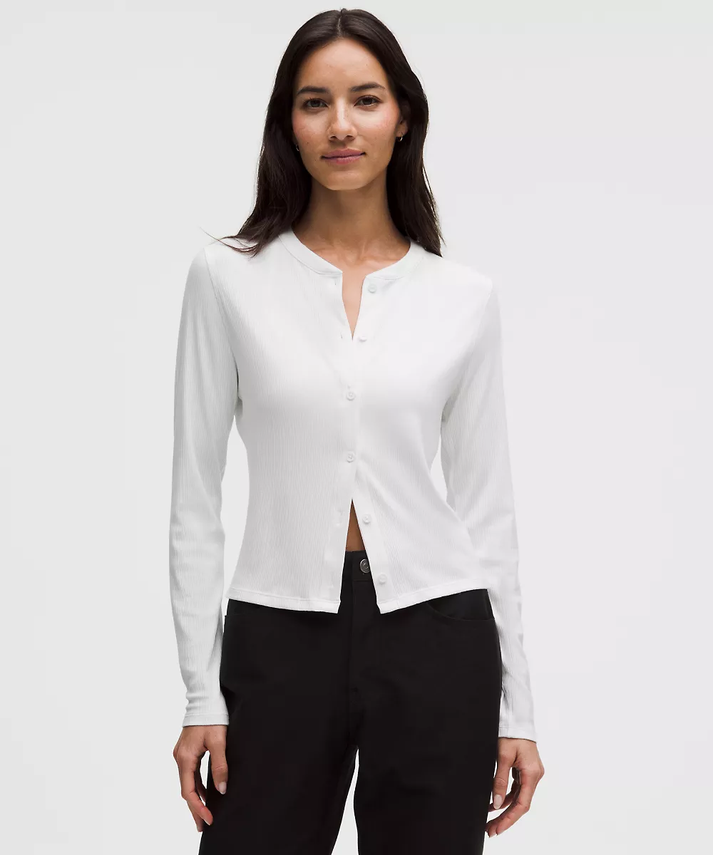 Hold Tight cardigan micro-côtelé — White, view 1
