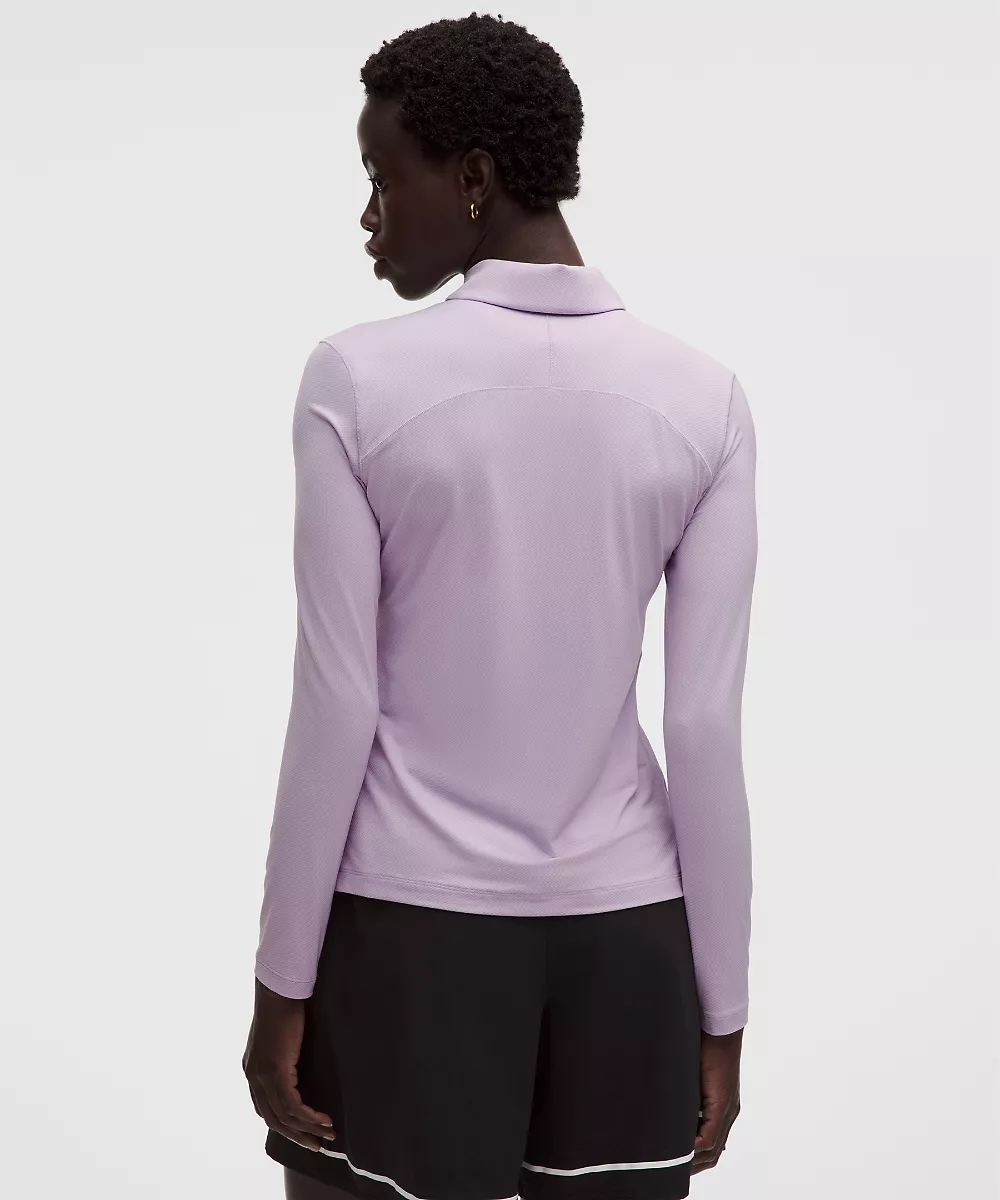 Polo manches longues à séchage rapide *Ourlet droit — Lilac Play, view 3