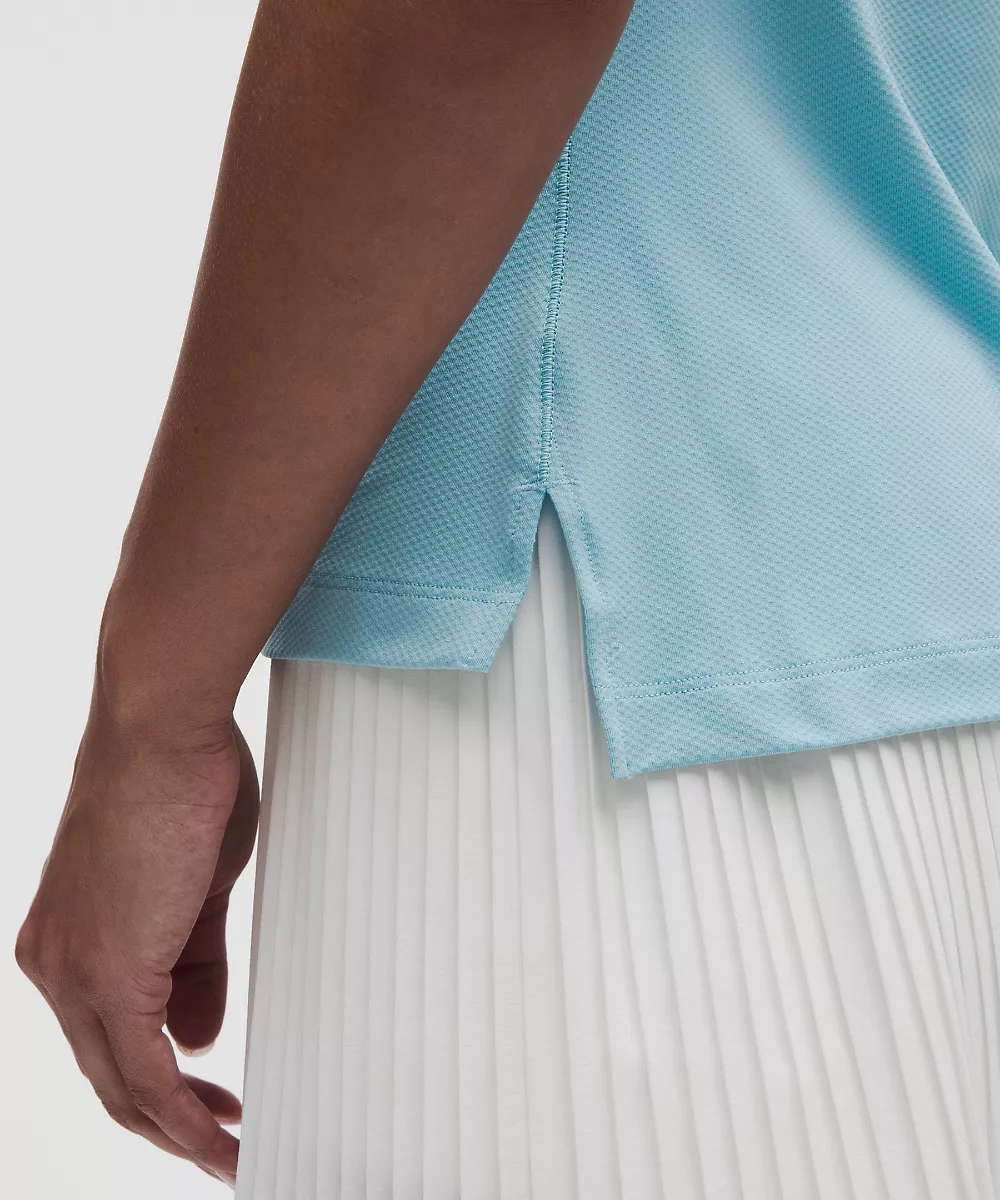 Polo manches courtes à séchage rapide ourlet droit *Logo — Seafoam, view 5