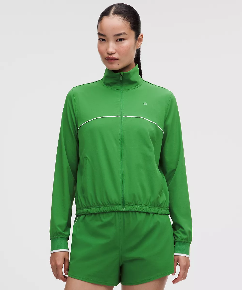 Veste de survêtement de tennis Court Rival — Chameleon/White, view 1