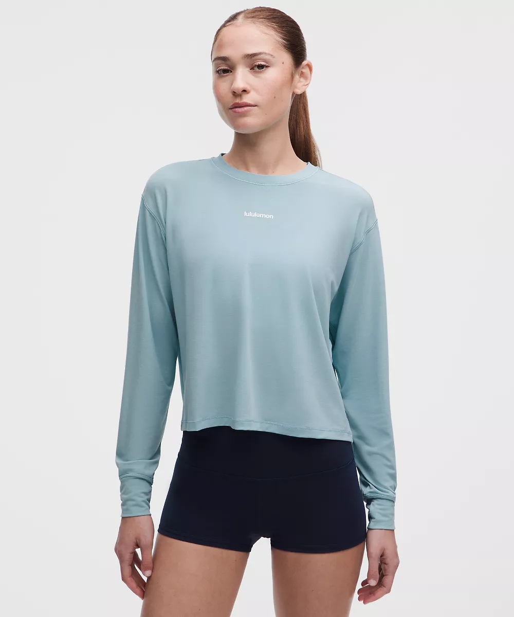 Chemise d'entraînement en jersey manches longues *Wordmark — Seafoam, view 1