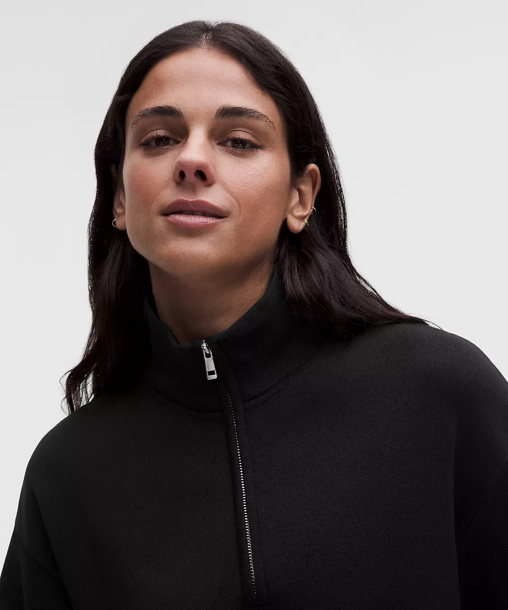 Chemise en maille structurée demi-zip manches courtes — Black, view 4