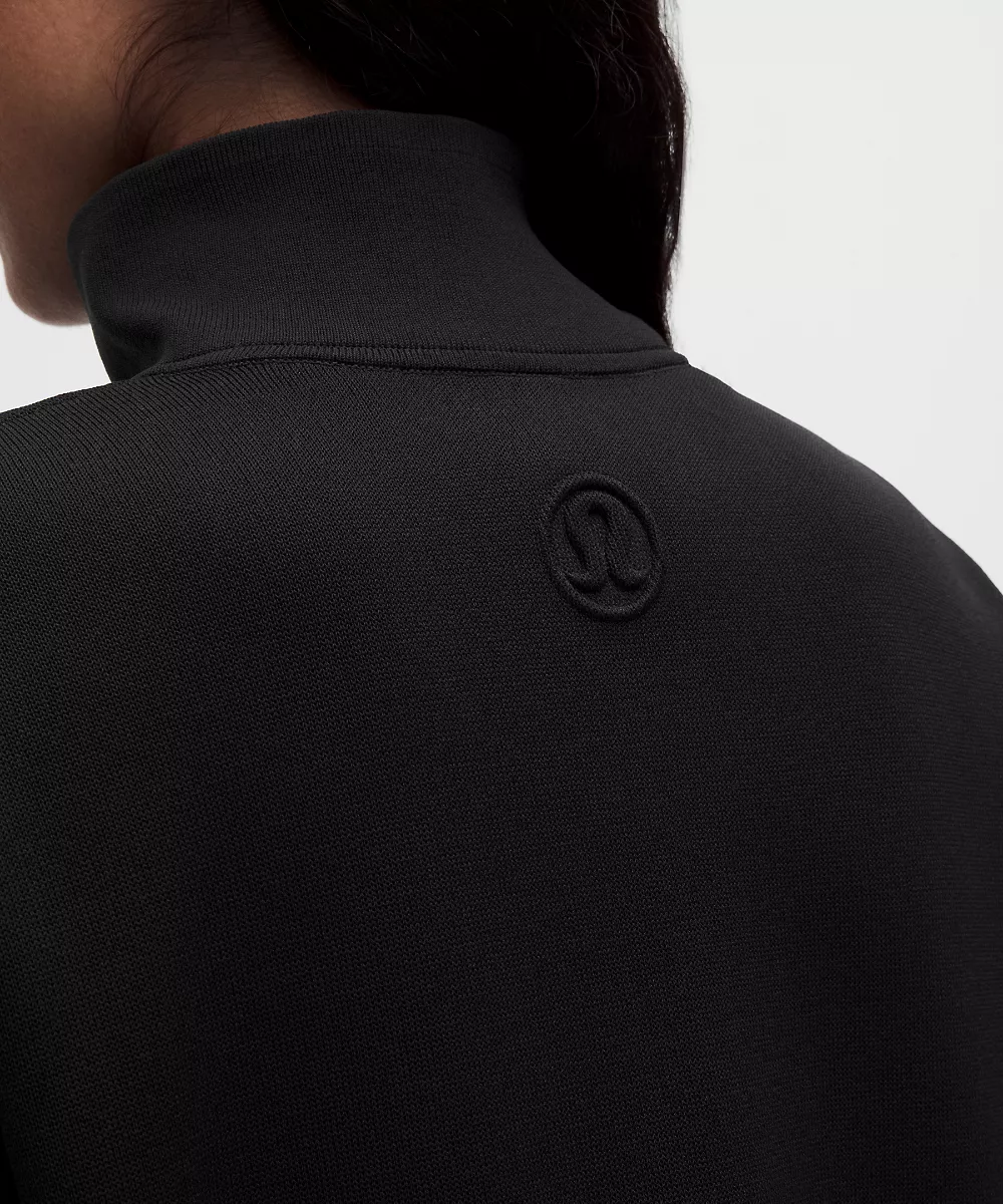 Chemise en maille structurée demi-zip manches courtes — Black, view 5