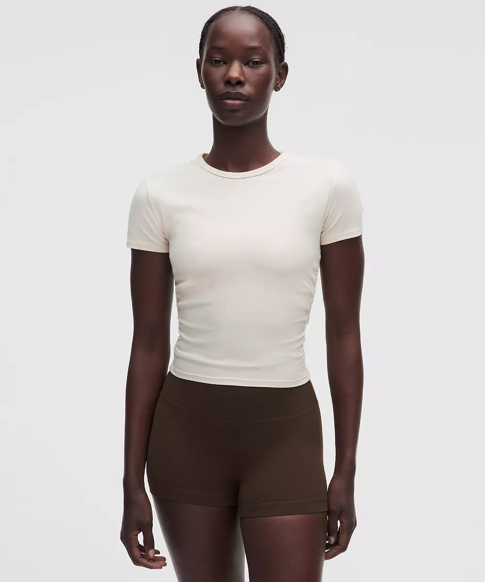 Chemise manches courtes côtelée à découpe All It Takes — Light Ivory, view 1