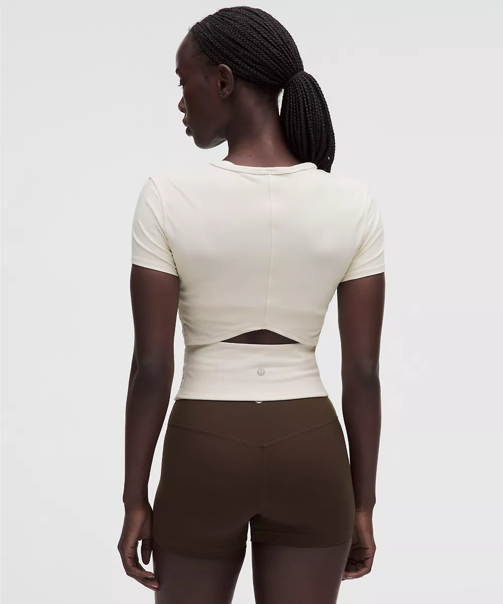 Chemise manches courtes côtelée à découpe All It Takes — Light Ivory, view 3