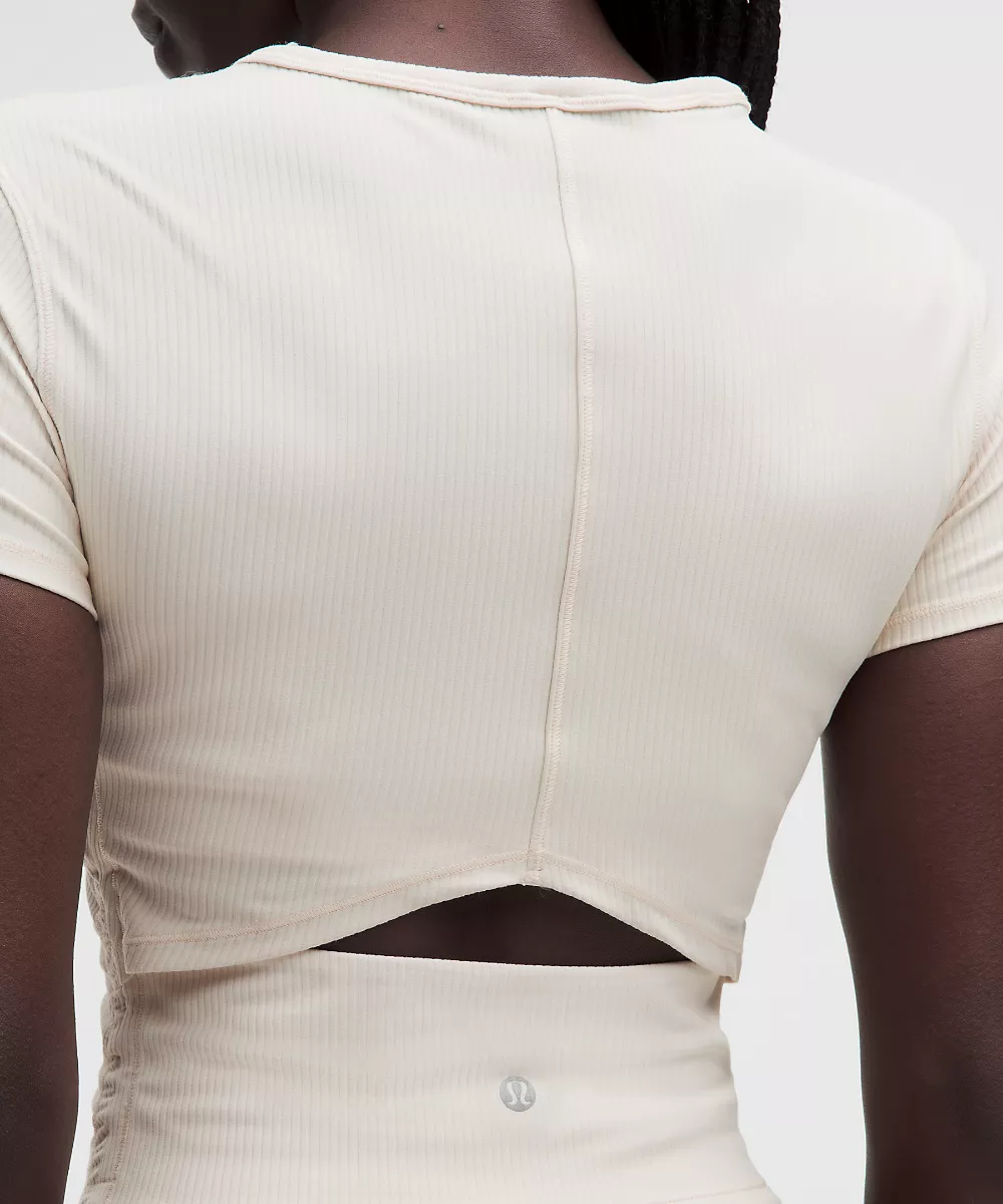 Chemise manches courtes côtelée à découpe All It Takes — Light Ivory, view 5
