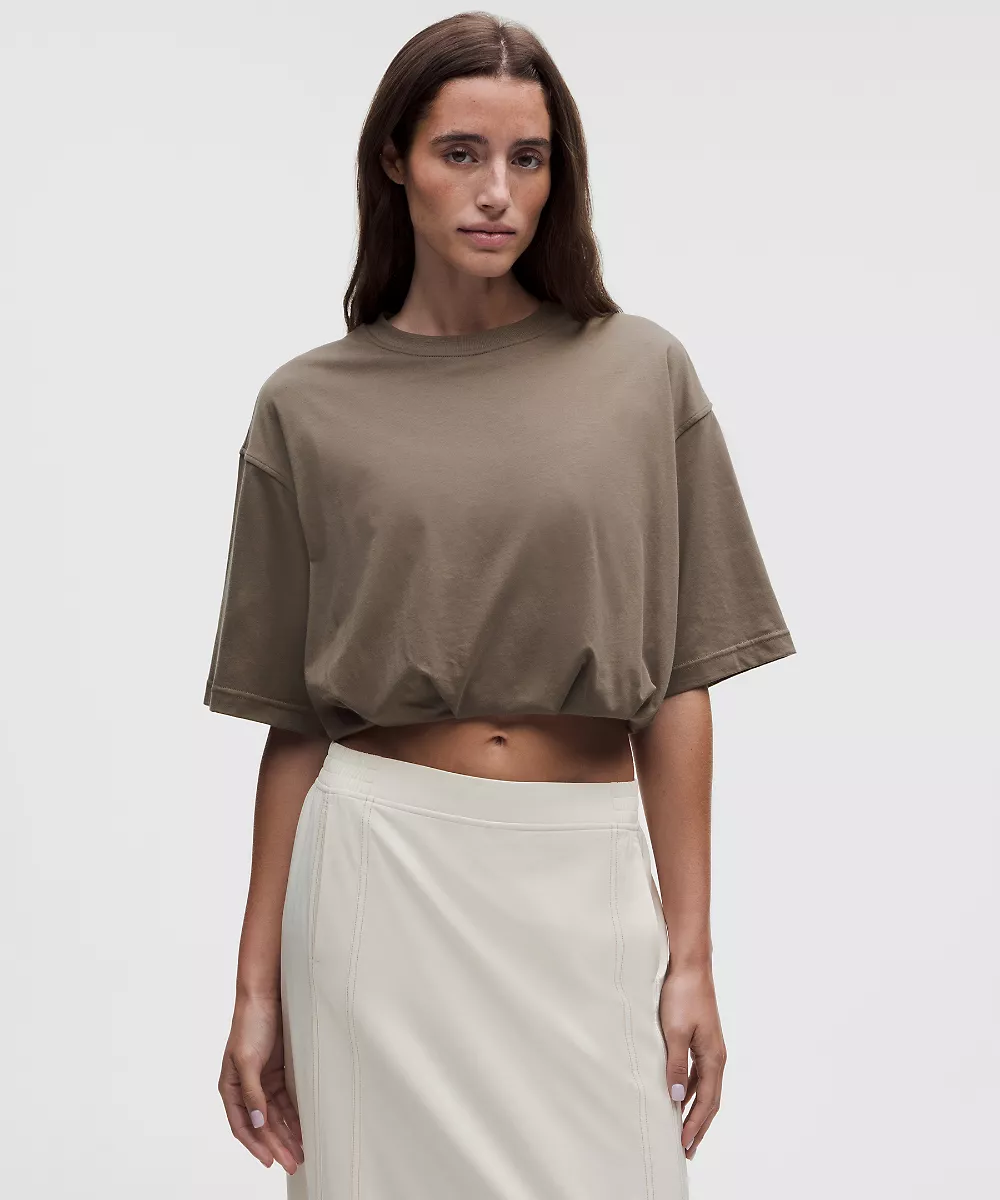 T-shirt en jersey de coton à ourlet bouffant — Nomad, view 1