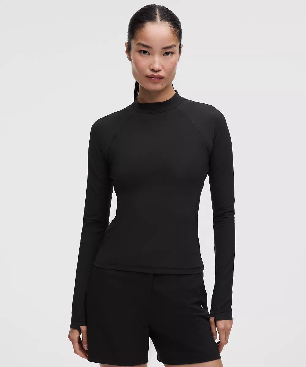 Chemise anti-UV col montant manches longues — Black, view 1
