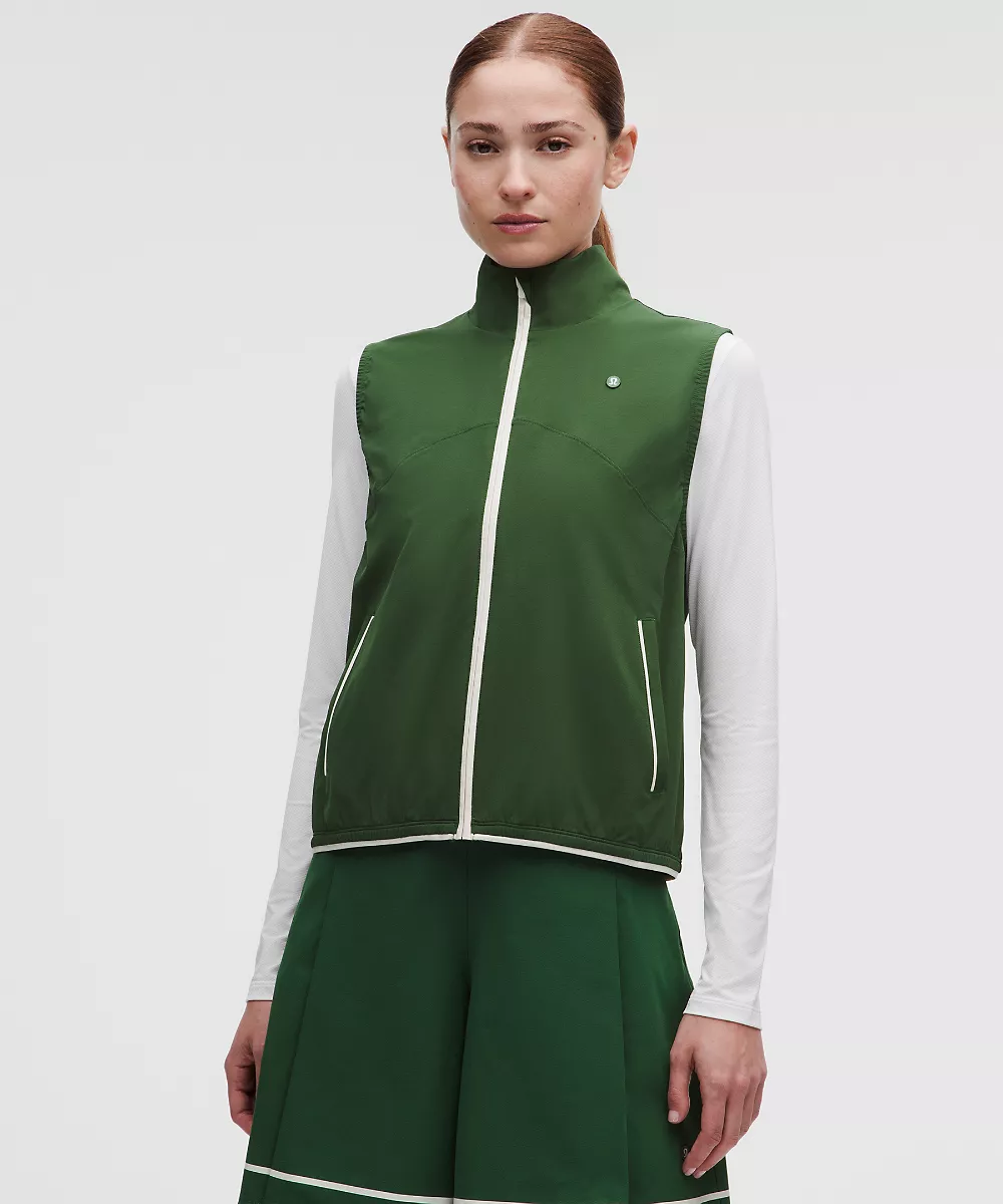 Gilet de golf léger à col montant *Graphic — Ivy Grove/Light Ivory, view 1