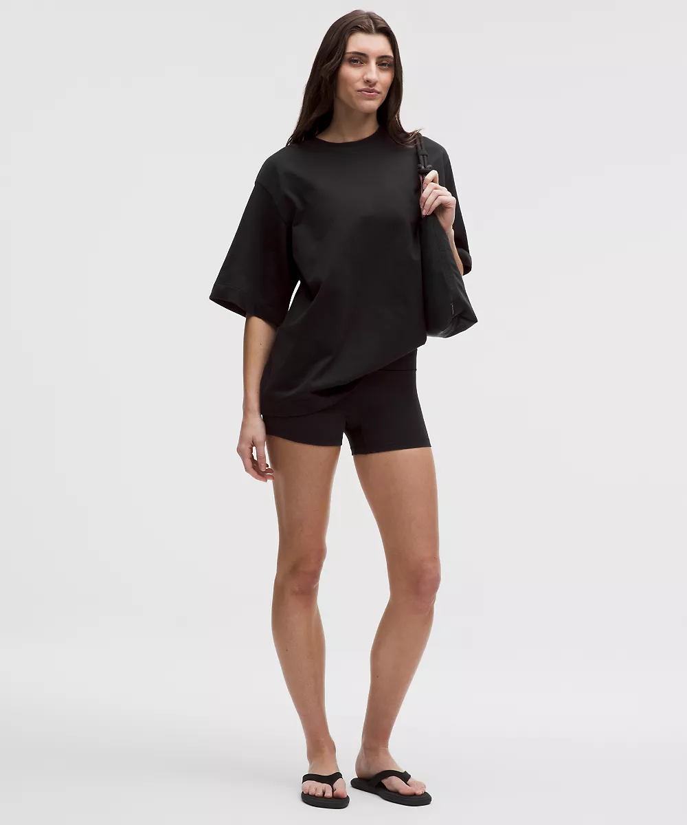 T-shirt oversize en coton épais — Black, view 2