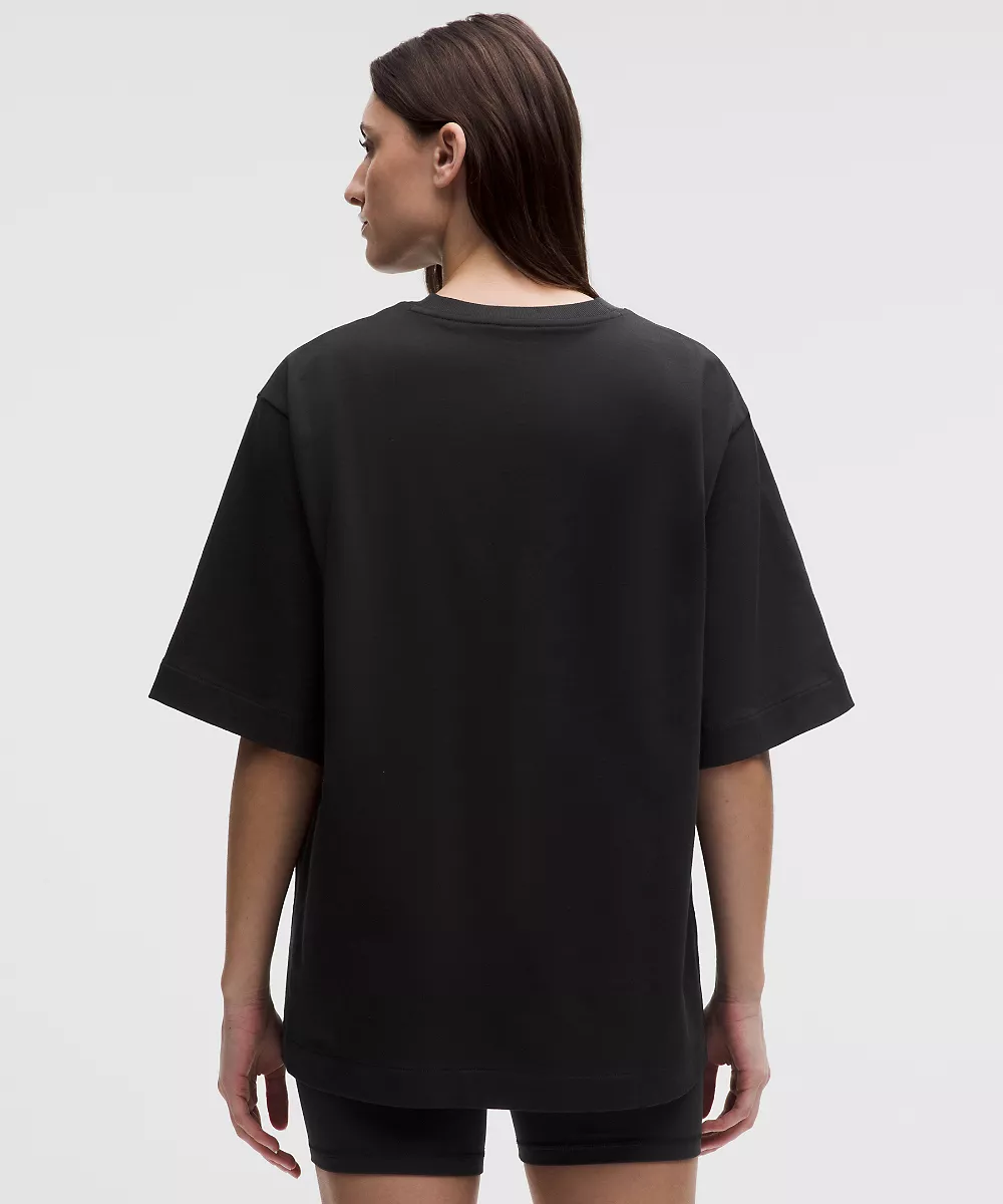 T-shirt oversize en coton épais — Black, view 3