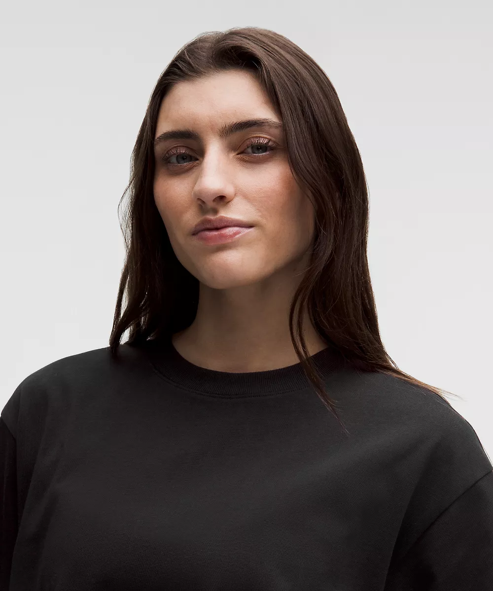 T-shirt oversize en coton épais — Black, view 4