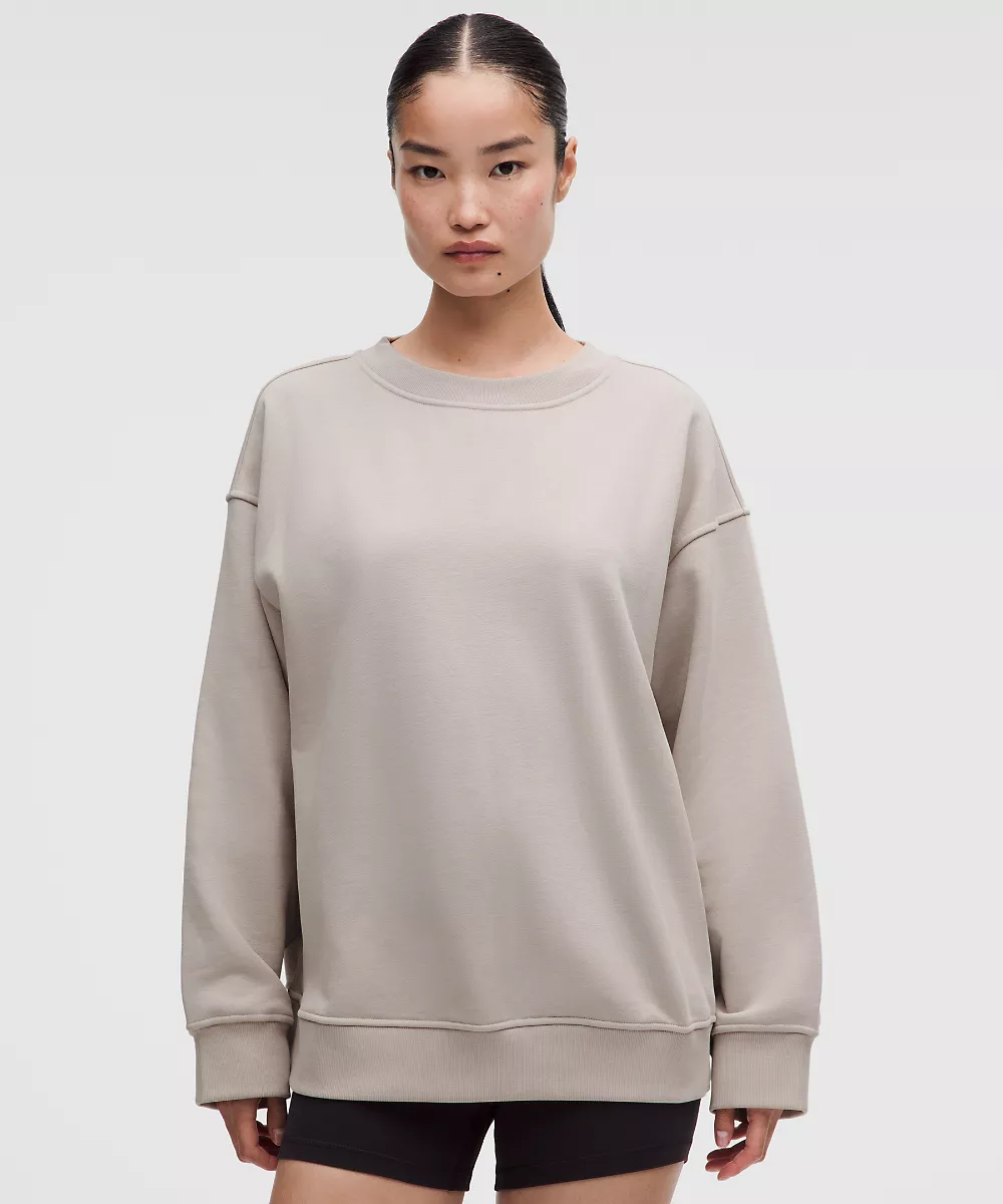 Sweat col rond oversize en molleton français — Downtown Tan, view 1