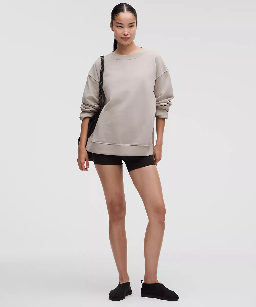Sweat col rond oversize en molleton français — Downtown Tan, view 2