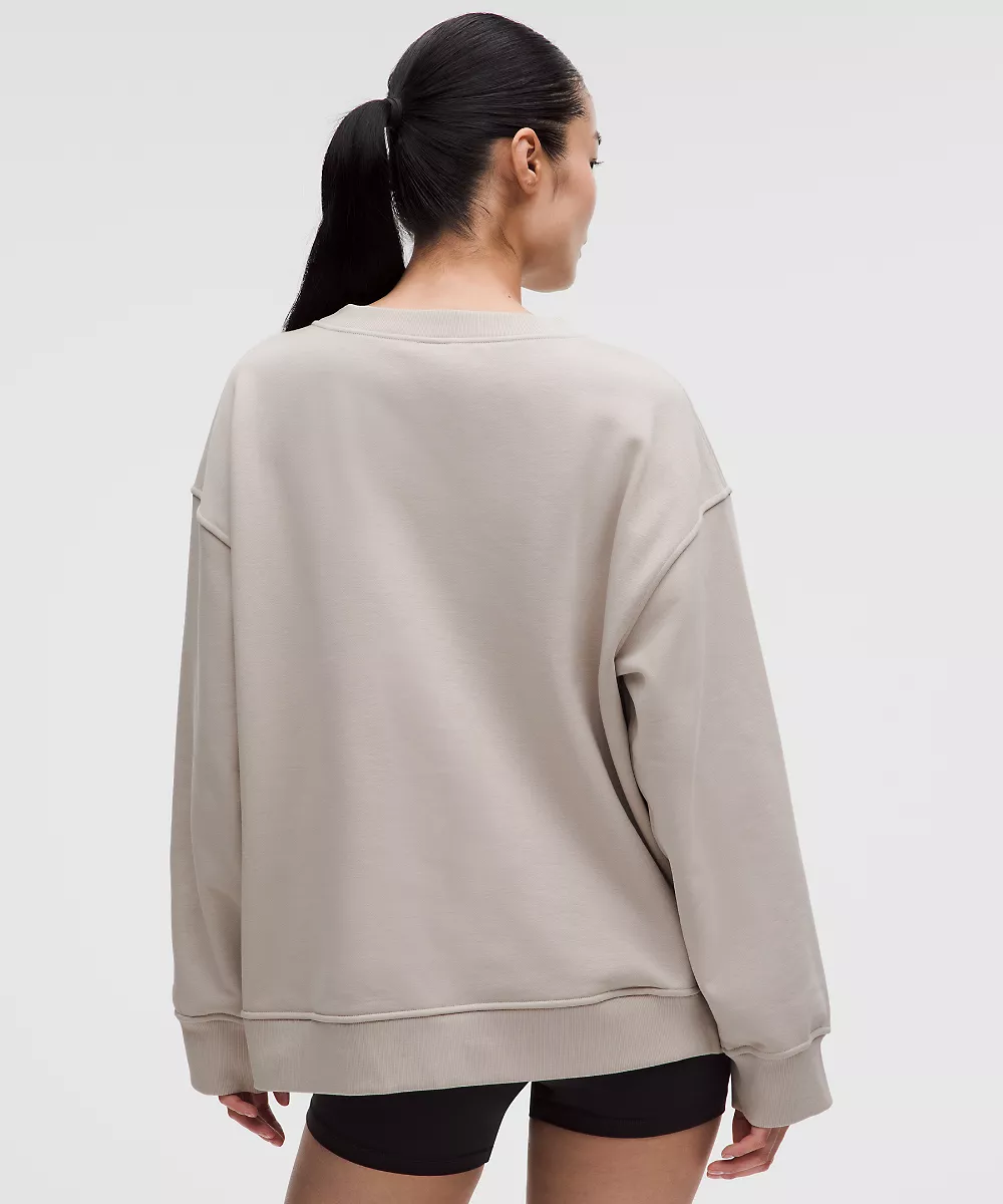 Sweat col rond oversize en molleton français — Downtown Tan, view 3