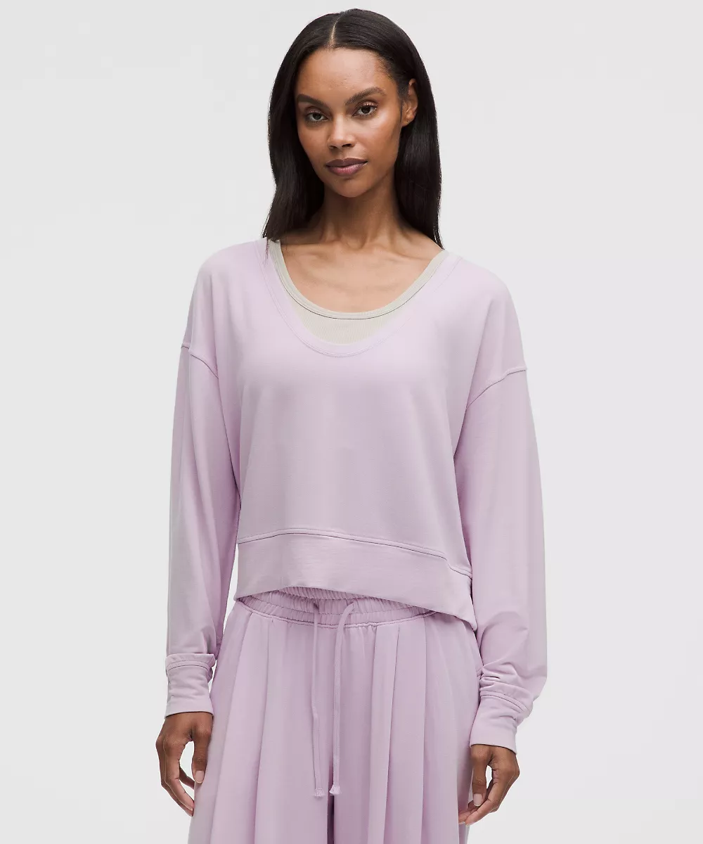 Pull à col rond échancré BeCalm — Lilac Play, view 1