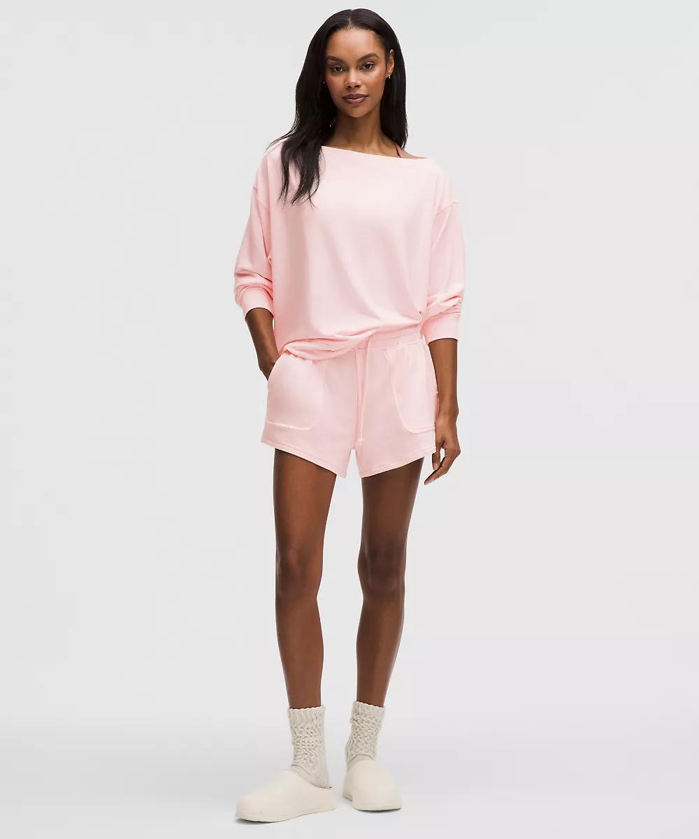Chemise manches longues oversize à col bateau BeCalm — Pink Pearl, view 2