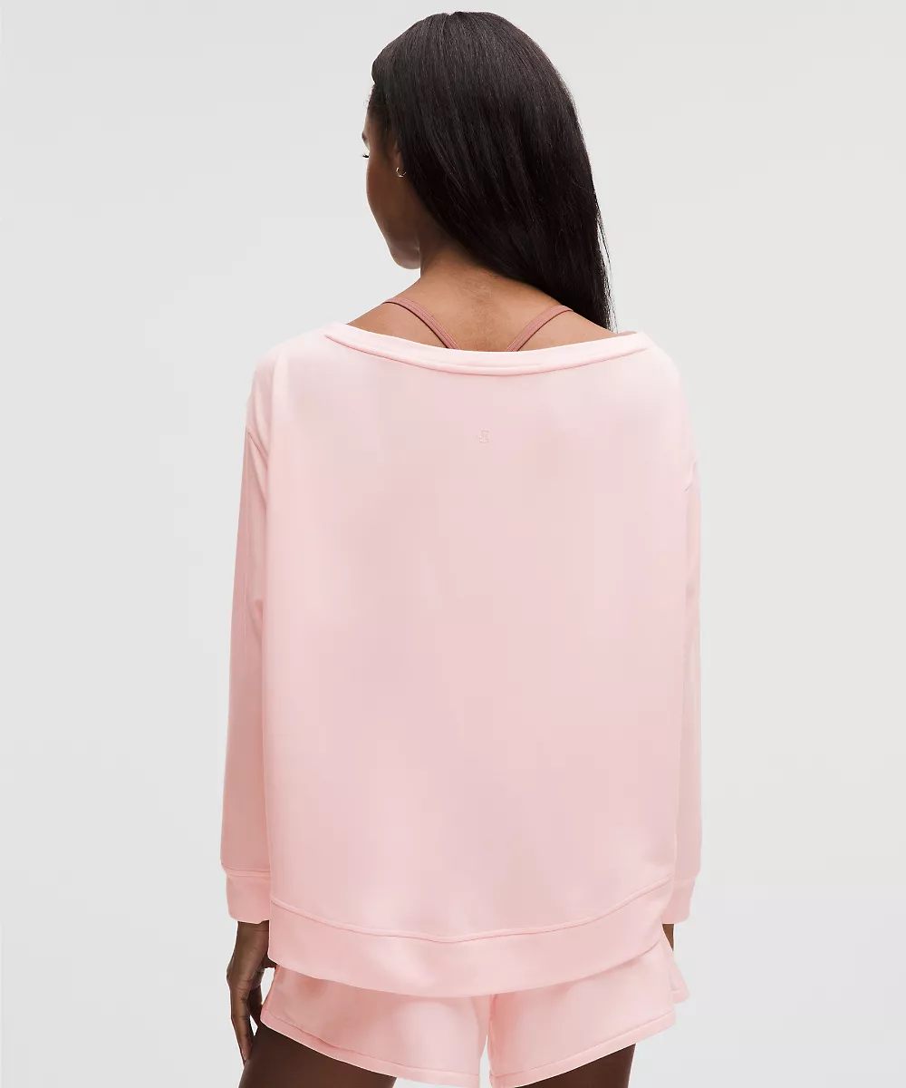 Chemise manches longues oversize à col bateau BeCalm — Pink Pearl, view 3