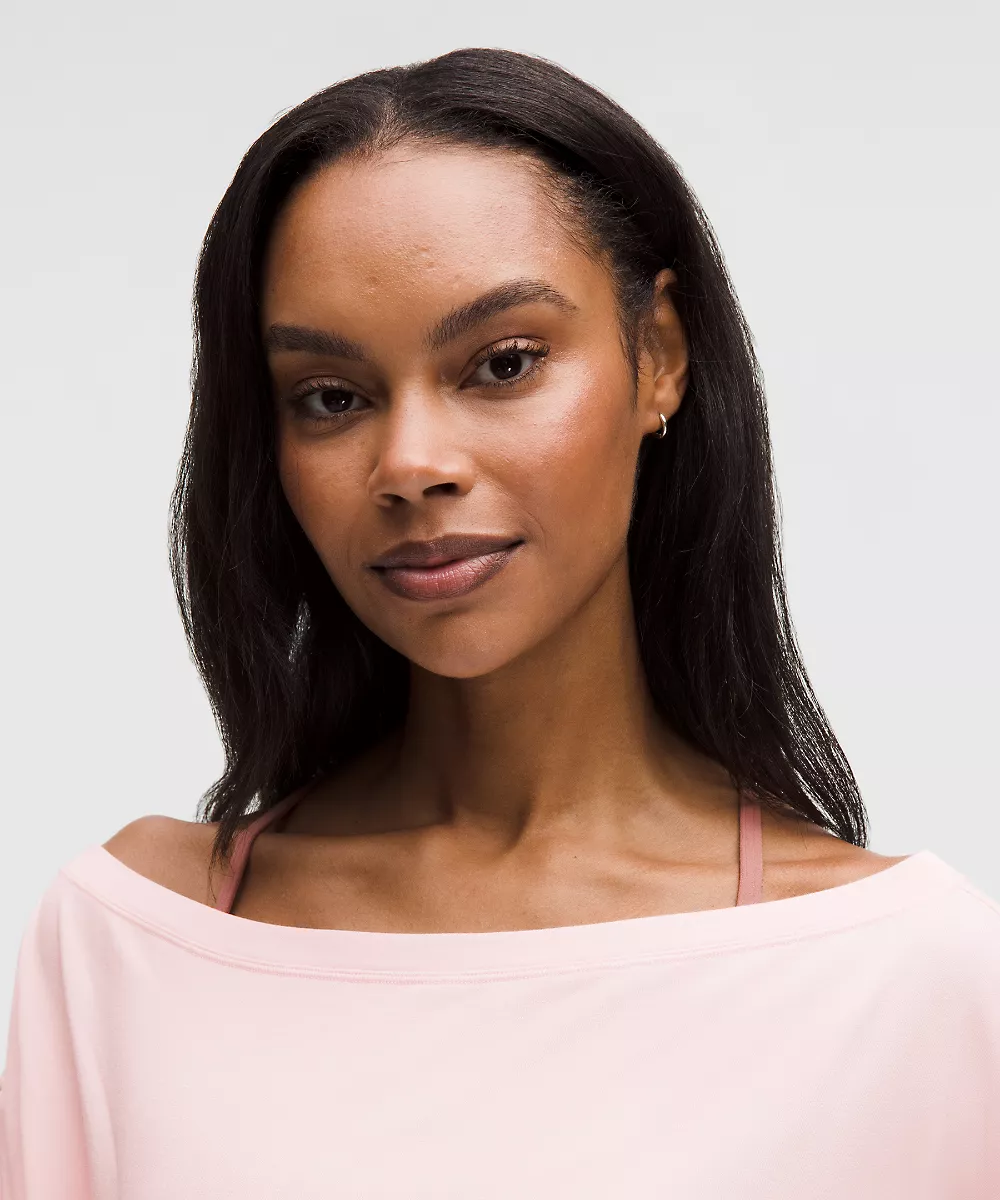 Chemise manches longues oversize à col bateau BeCalm — Pink Pearl, view 4