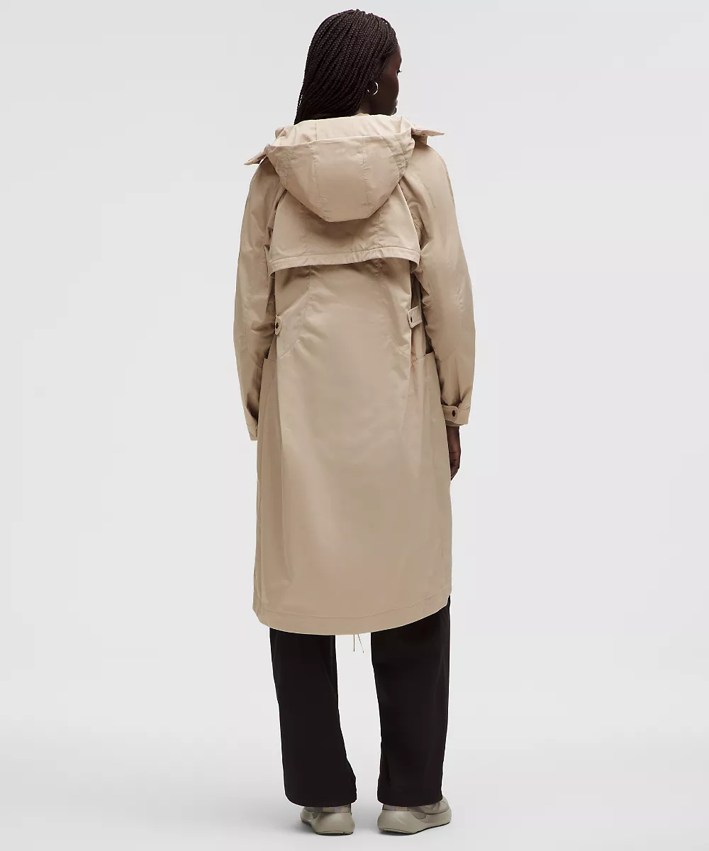 Veste longue en taffetas à capuche amovible *SLNSH Collection — Mojave Tan, view 2