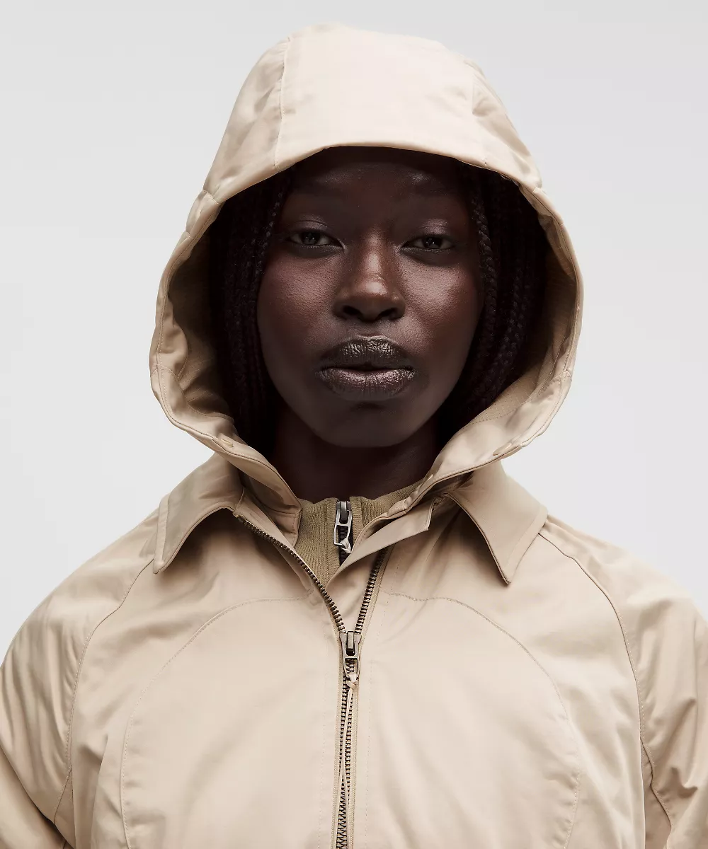 Veste longue en taffetas à capuche amovible *SLNSH Collection — Mojave Tan, view 3