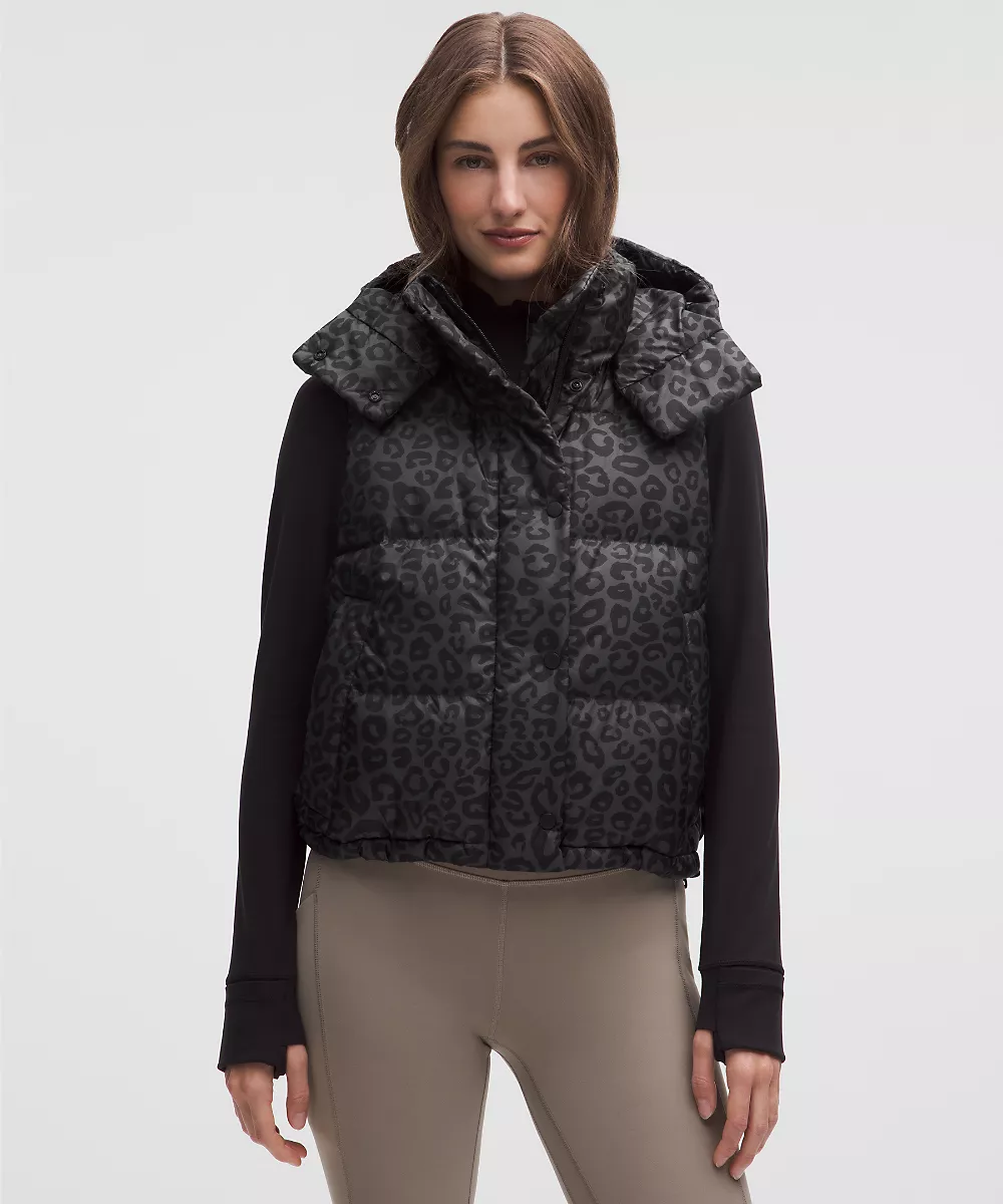 Gilet court Wunder Puff garnissage duvet 600 *Print — Leopardo Shift Graphite Grey Multi, view 1
