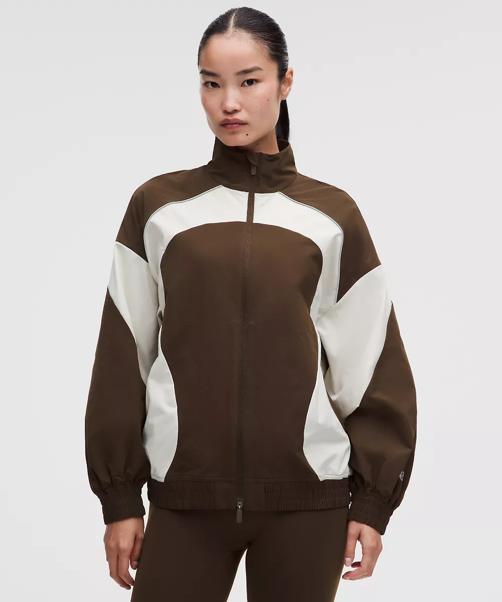 Veste de survêtement oversize ventilée — Walnut Crunch/Light Ivory, view 1