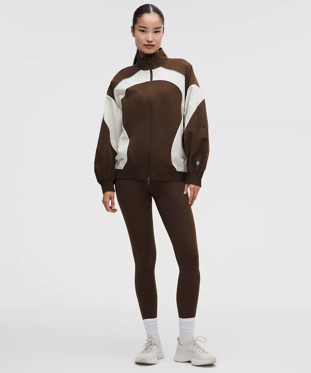 Veste de survêtement oversize ventilée — Walnut Crunch/Light Ivory, view 2