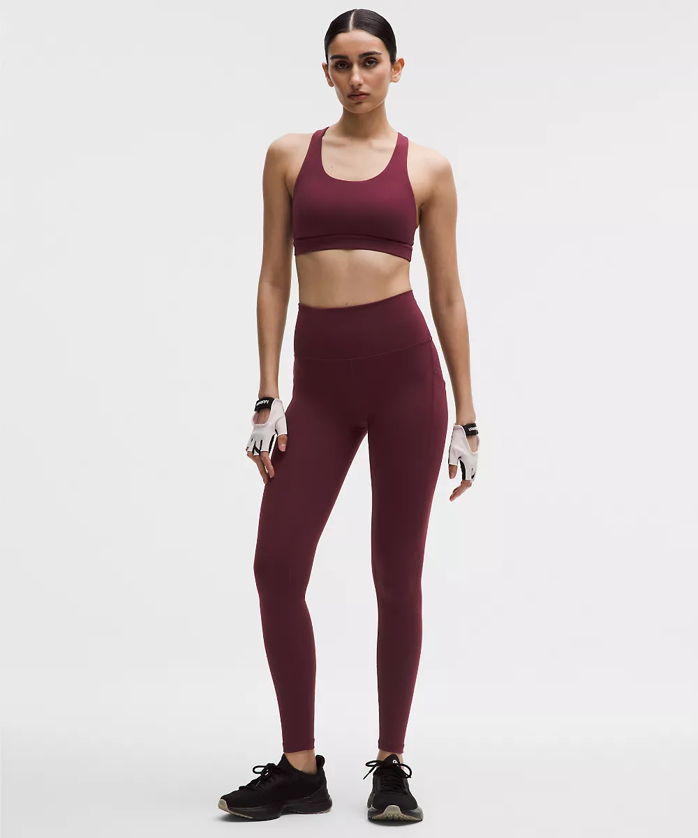 Legging taille haute à poches Wunder Train 28" — Burgundy Bay, view 1