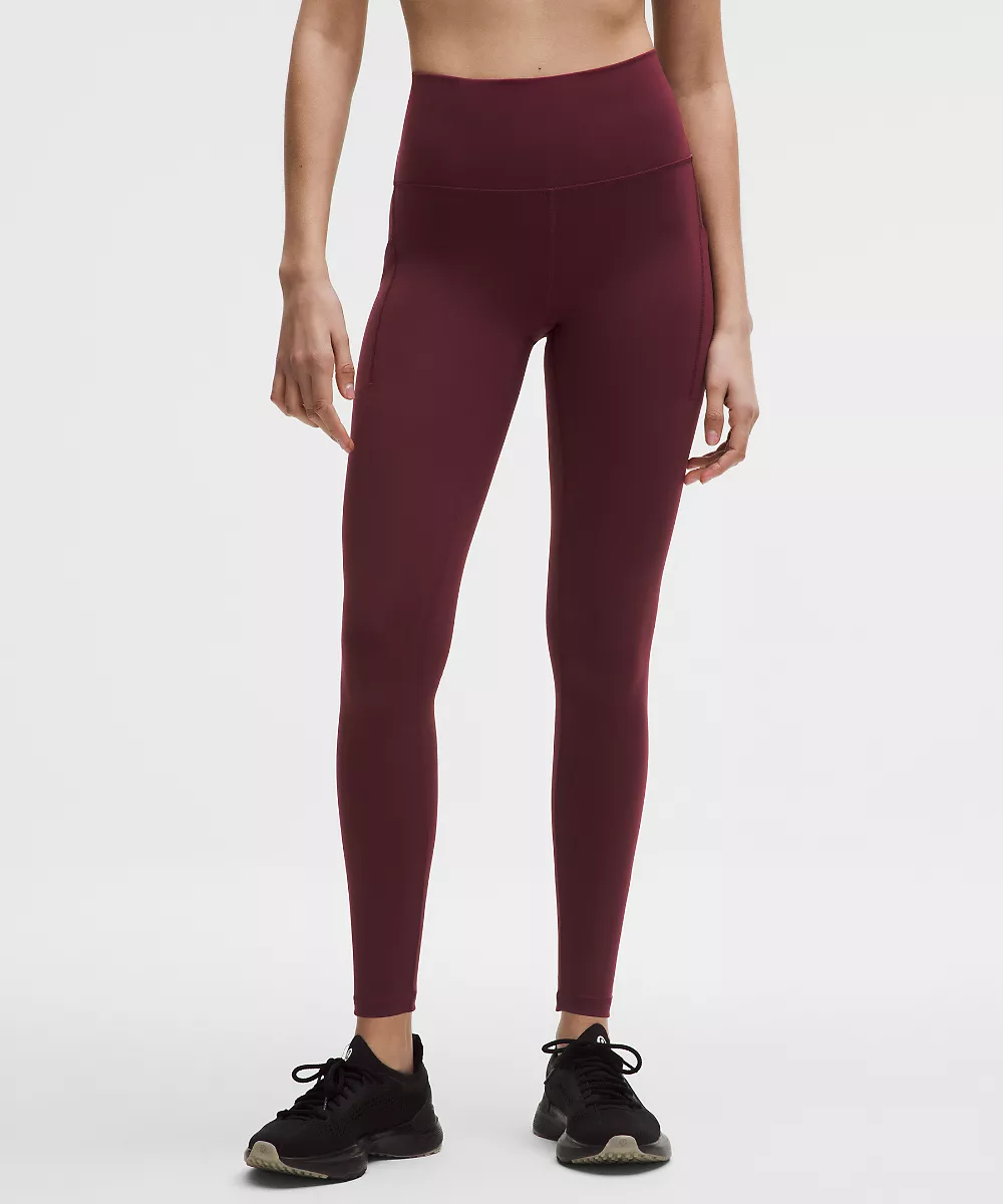 Legging taille haute à poches Wunder Train 28" — Burgundy Bay, view 2