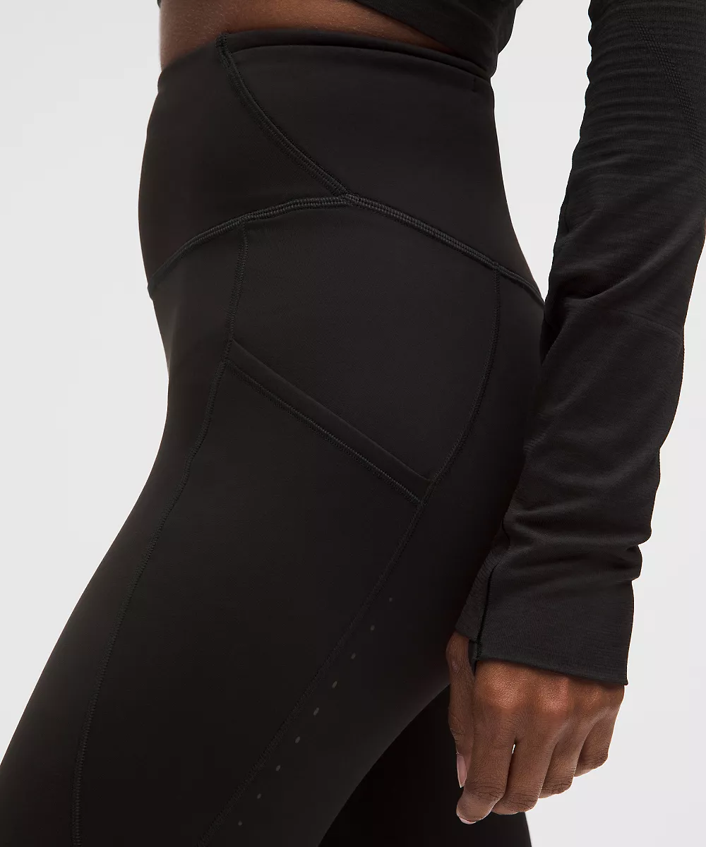 Legging thermique Fast and Free taille haute 28" *5 poches — Black, view 5