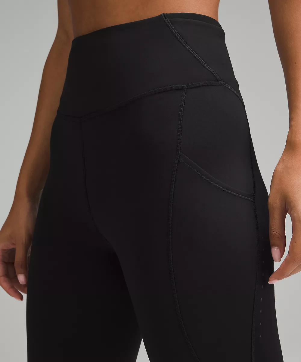 Legging thermique Fast and Free taille haute 25" *5 poches — Black, view 5