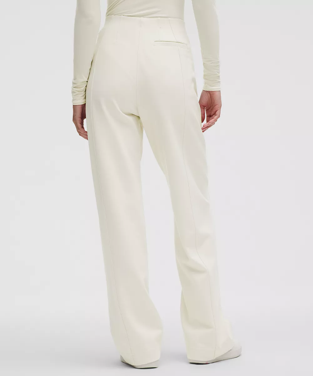 Pantalon en maille extensible jambe droite à enfiler — Bone, view 3