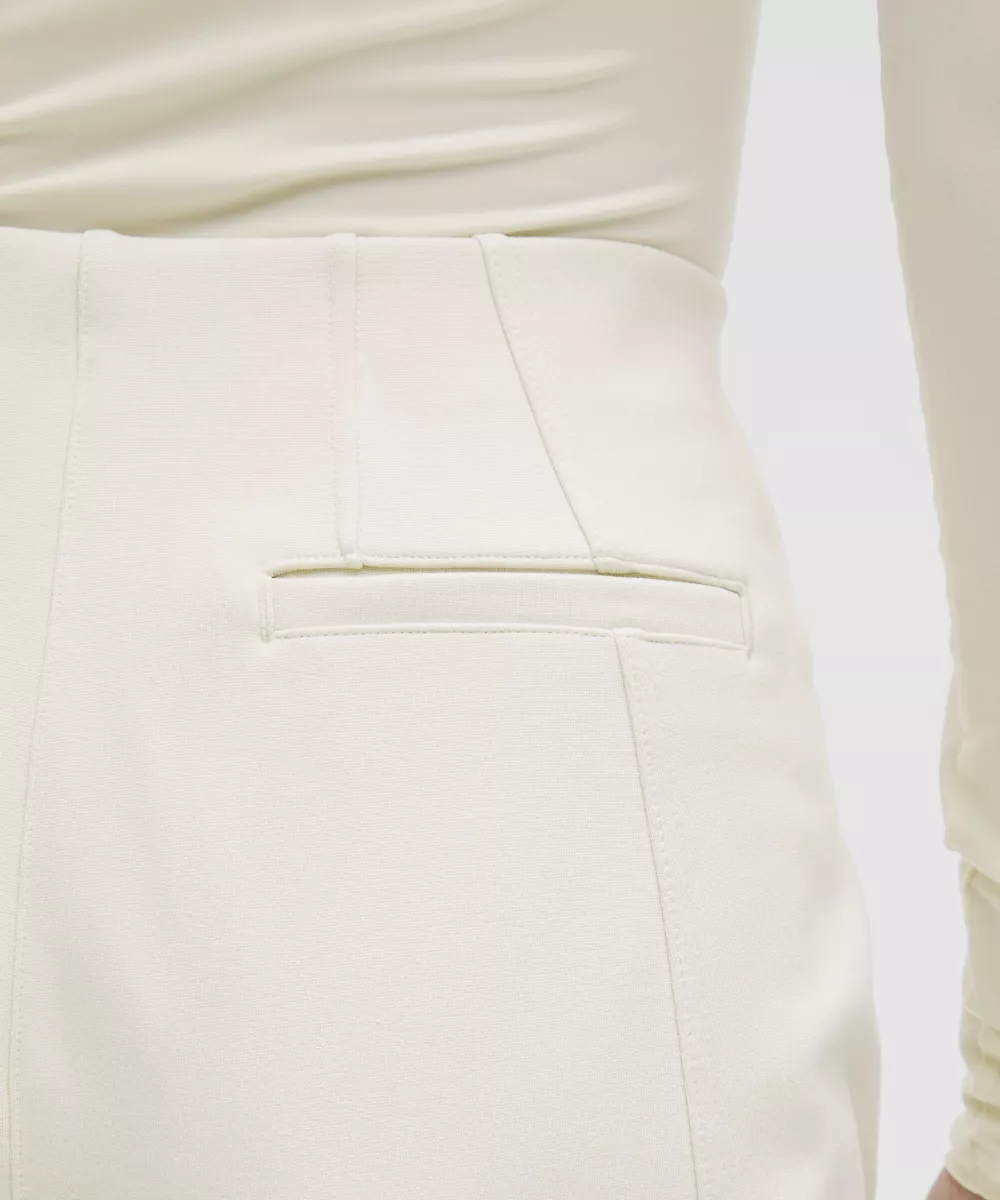 Pantalon en maille extensible jambe droite à enfiler — Bone, view 5