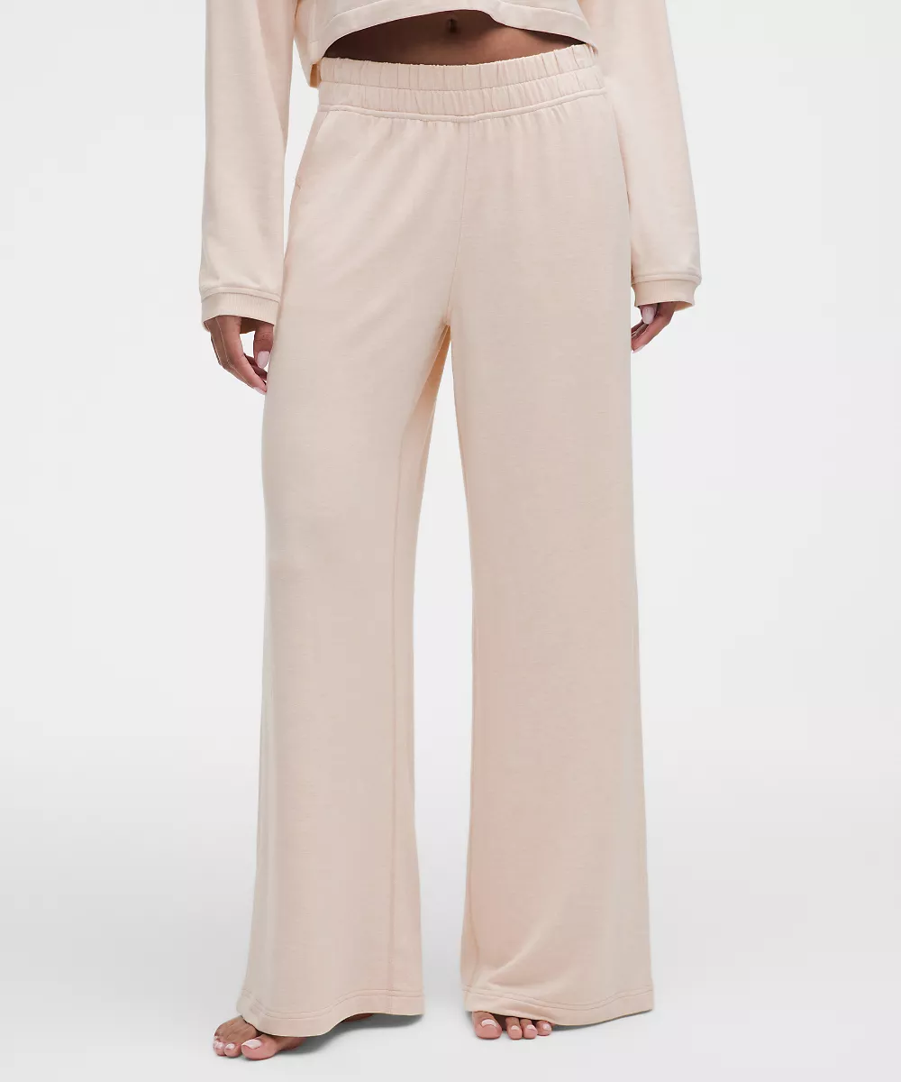 Pantalon jambe large taille mi-haute BeCalm — Heathered Breakfast Tea, view 2