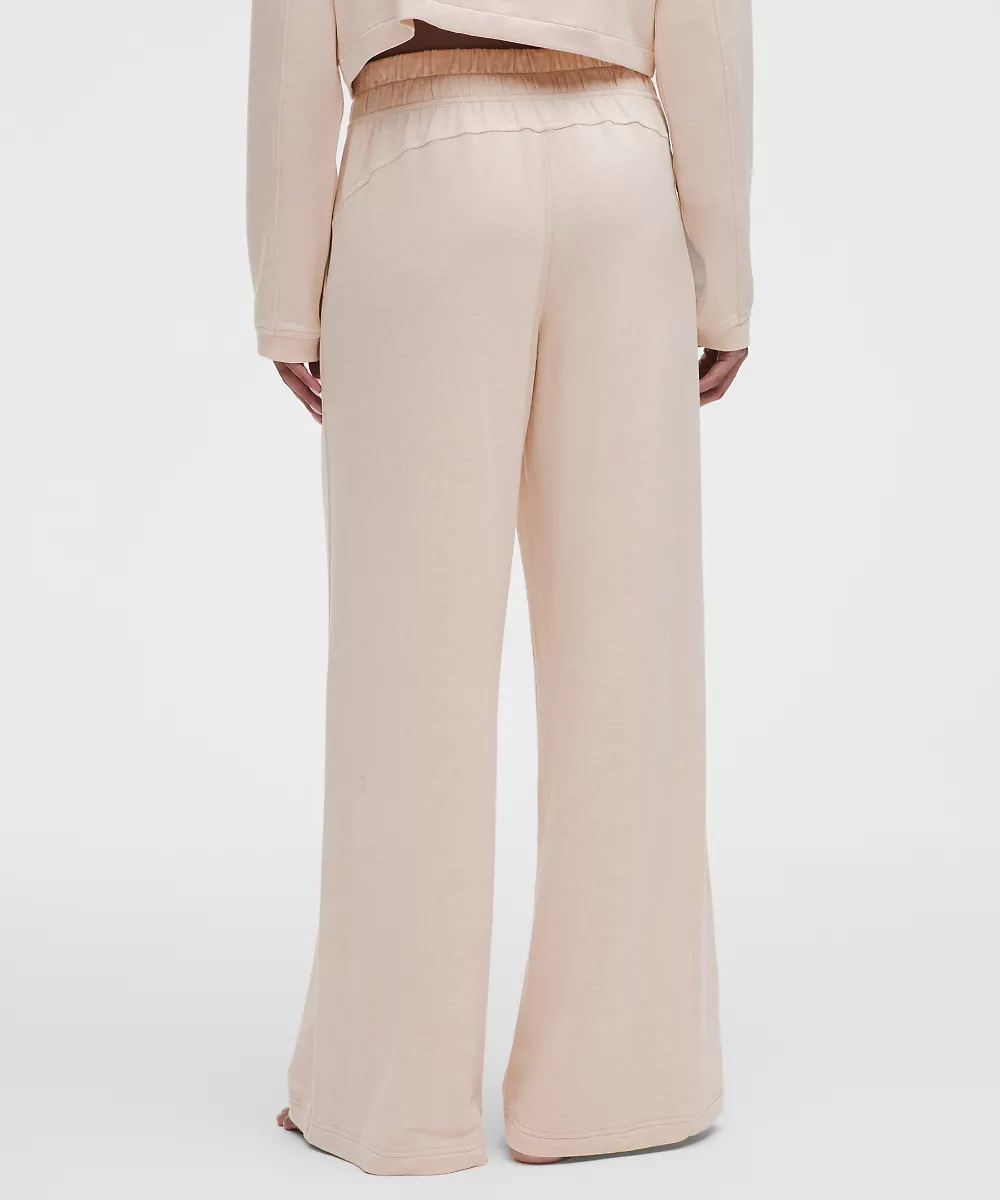 Pantalon jambe large taille mi-haute BeCalm — Heathered Breakfast Tea, view 3