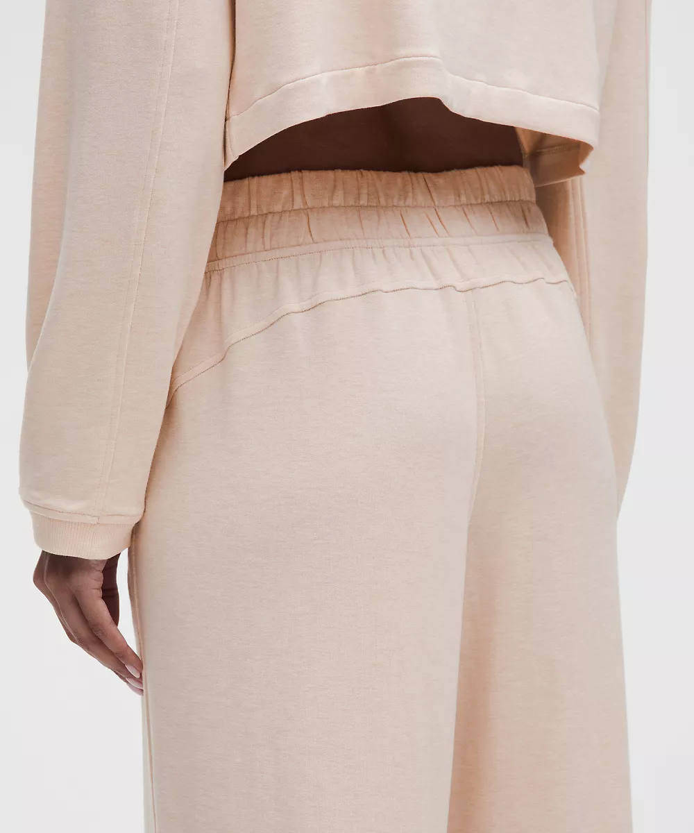 Pantalon jambe large taille mi-haute BeCalm — Heathered Breakfast Tea, view 5