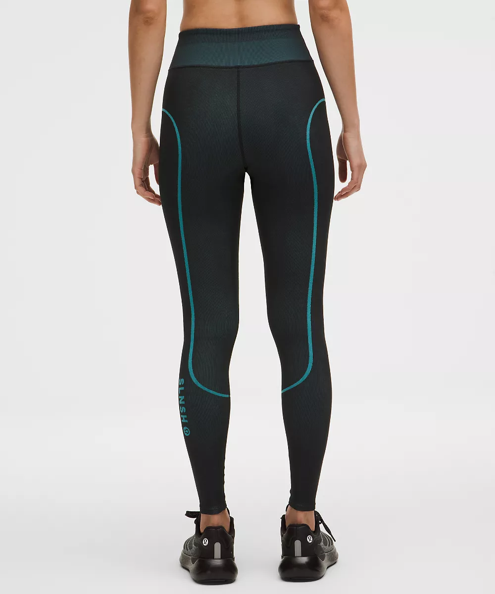 Legging d'entraînement taille haute sans coutures 28" *SLNSH Collection — Black/Crest, view 3