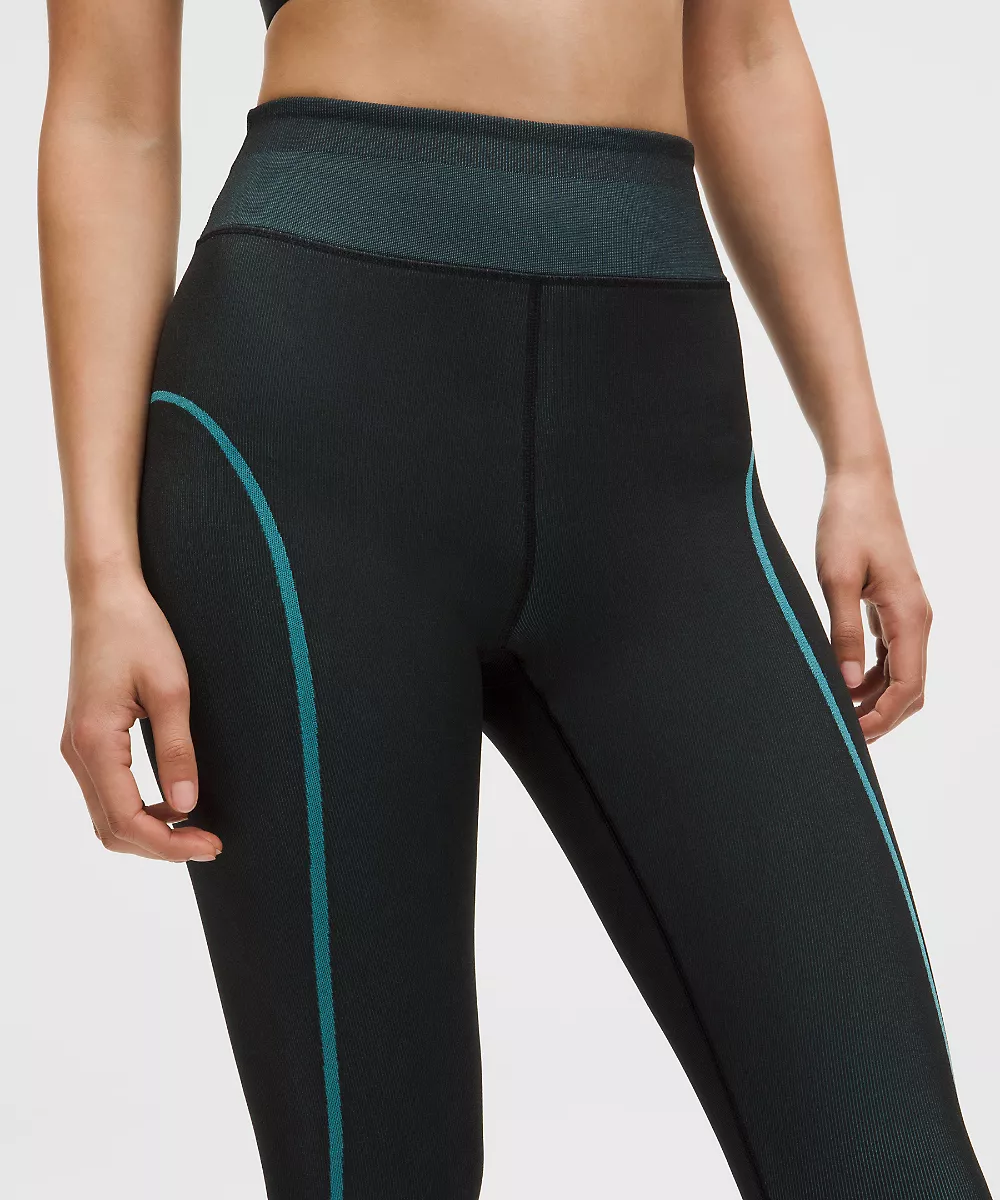 Legging d'entraînement taille haute sans coutures 28" *SLNSH Collection — Black/Crest, view 4