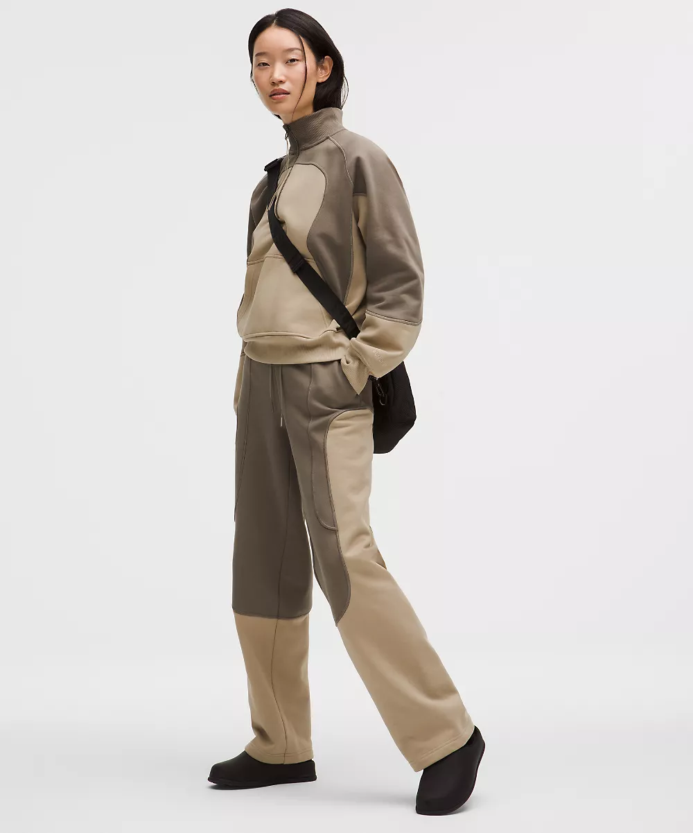 Pantalon en polaire de coton taille mi-haute jambe droite *SLNSH Collection — Nomad/Sheer Oak, view 1