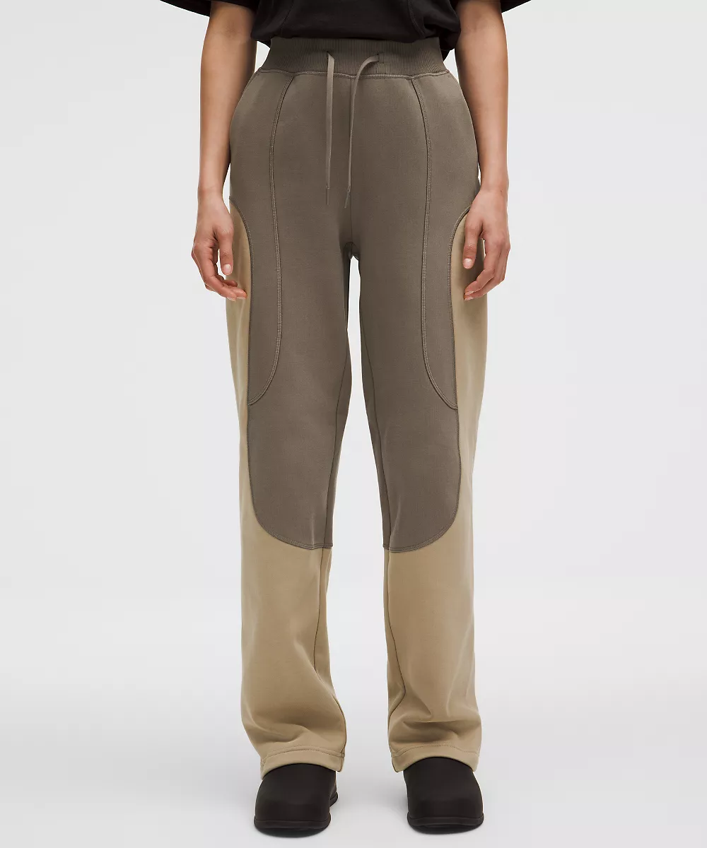 Pantalon en polaire de coton taille mi-haute jambe droite *SLNSH Collection — Nomad/Sheer Oak, view 2