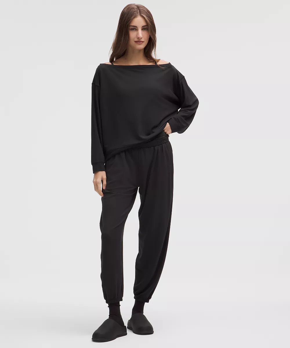 Pantalon oversize taille mi-haute BeCalm — Black, view 1