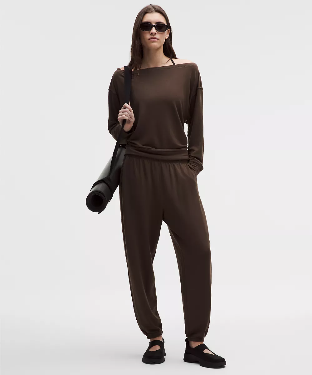 Pantalon oversize taille mi-haute BeCalm — Walnut Crunch, view 1