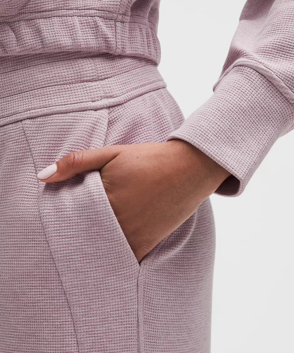 Pantalon jambe large taille mi-haute Scuba *Waffle — Heathered Porcelain Pink, view 5